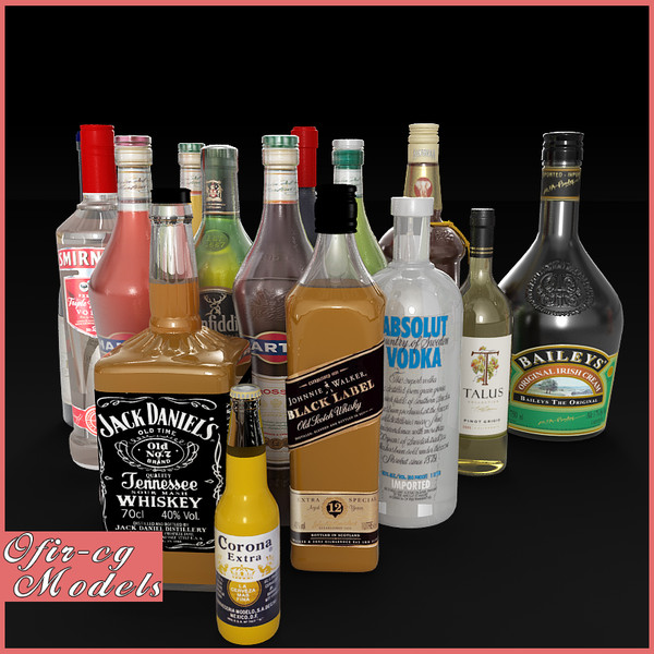 liquer bottles 3d model - Liquer Bottles Collection by ofirc1